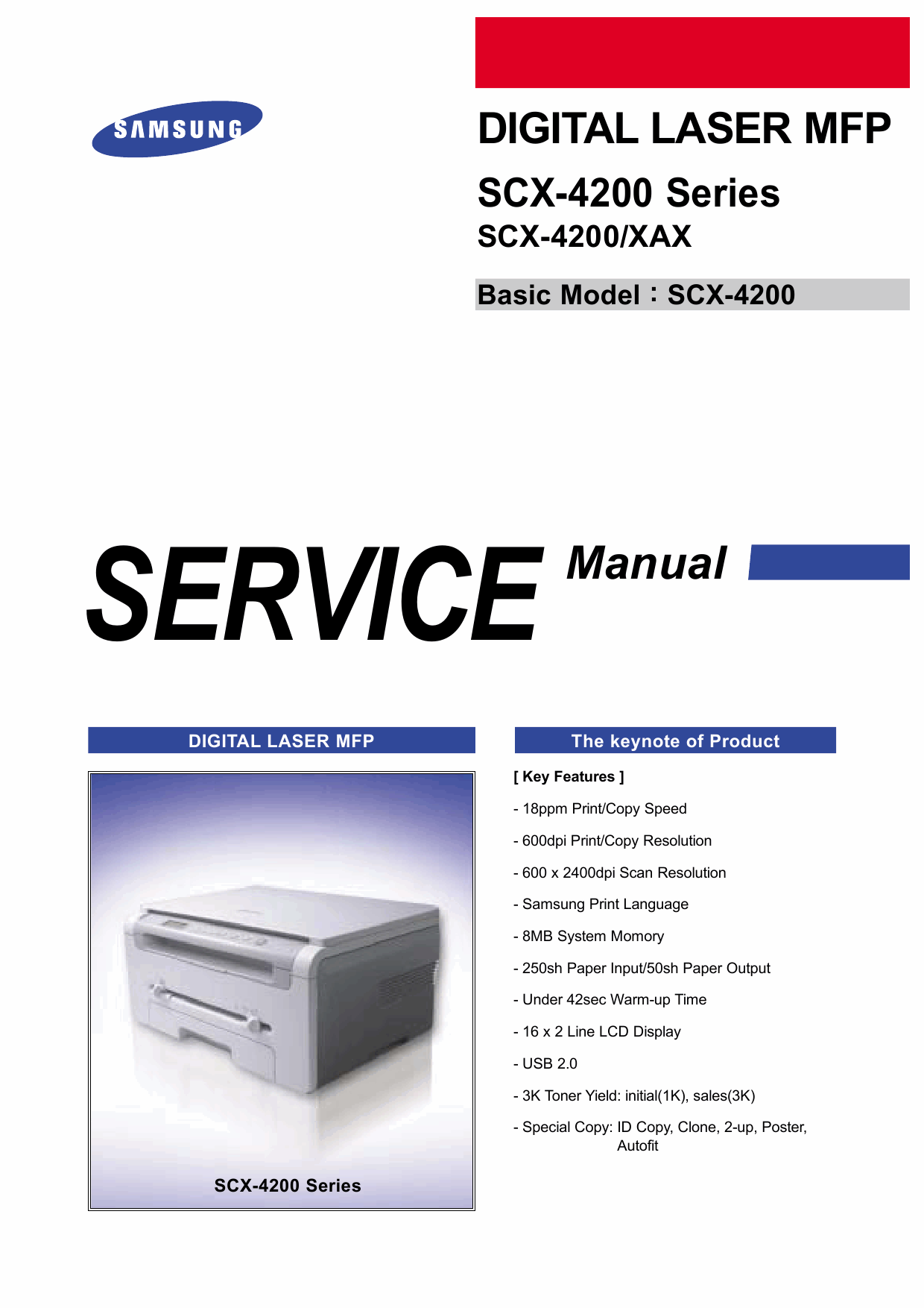 Samsung Digital-Laser-MFP SCX-4200 Parts and Service Manual-1